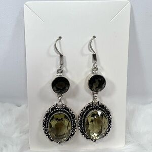 Green Amethyst 925 Earrings